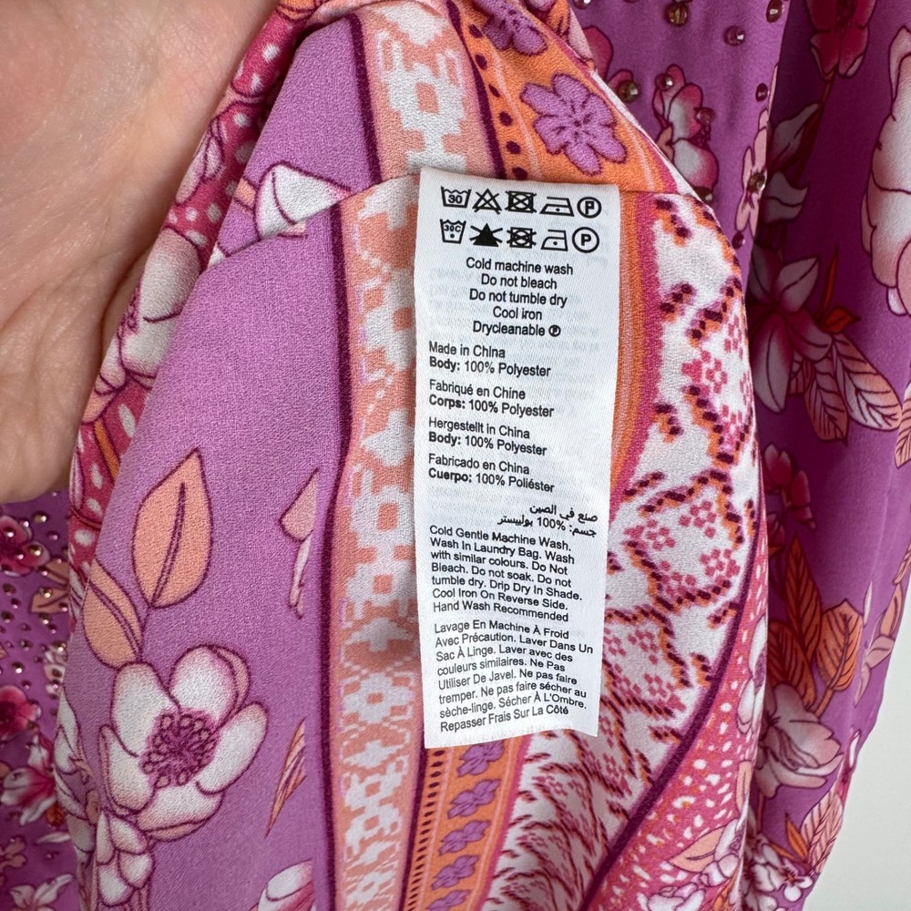 Avenue Floral Tunic Top Size 20 Kaftan Lace Up Lightweight Vacation Resort Flowy - Picture 8 of 10